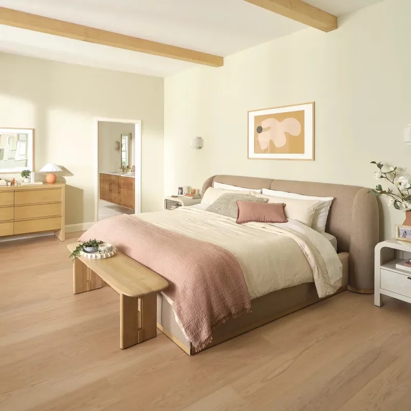 LuxuryVinyl-Bedroom Vinyl flooring in calm-neutral colored bedroom | Pilot Floor Covering
