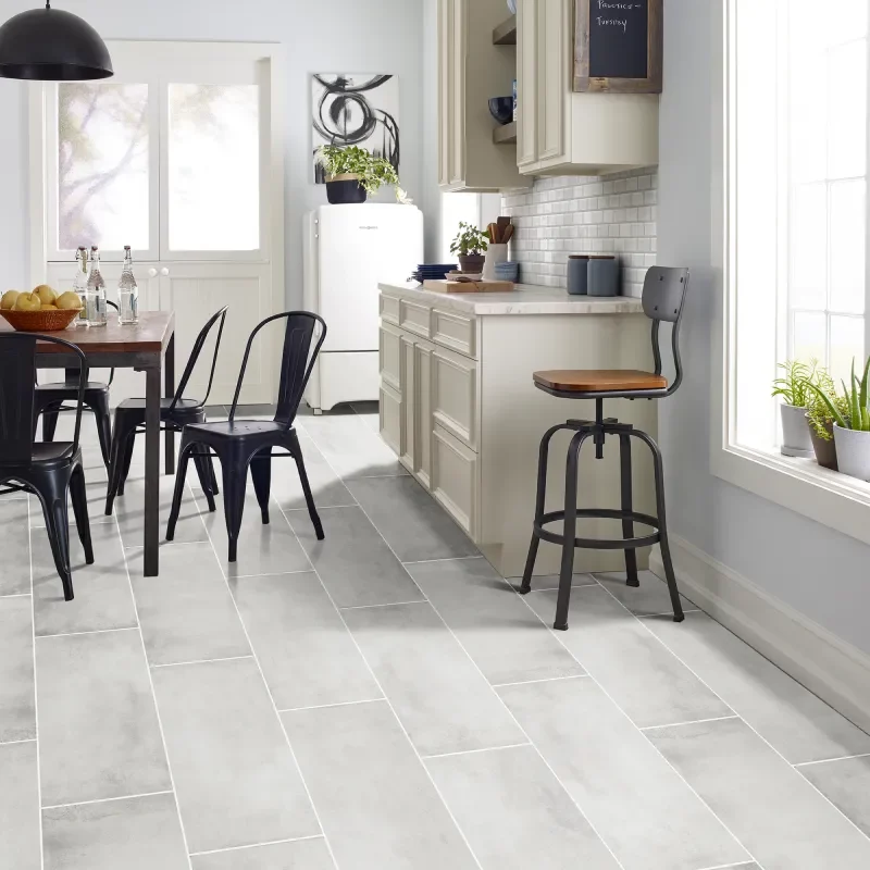 Tile flooring in lightly colored kitchen | Pilot Floor Covering